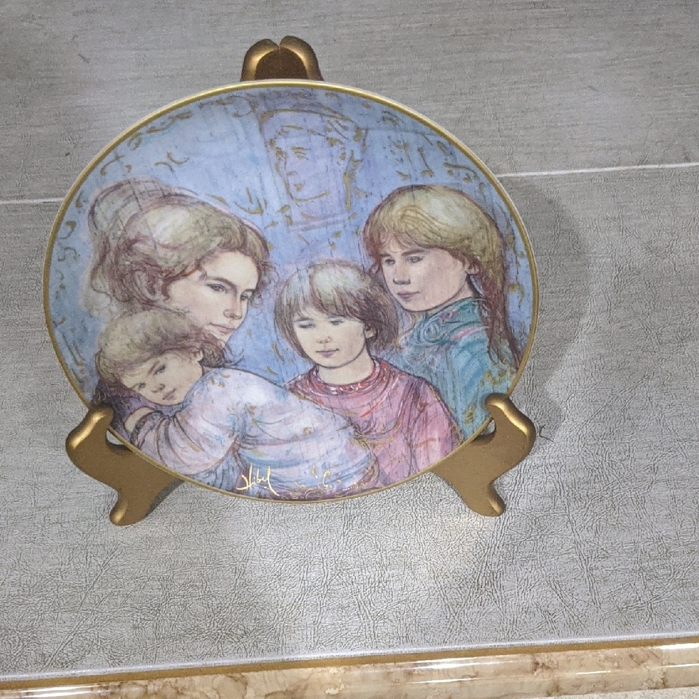 Gold and Blue Decorative Plate Accent Decor